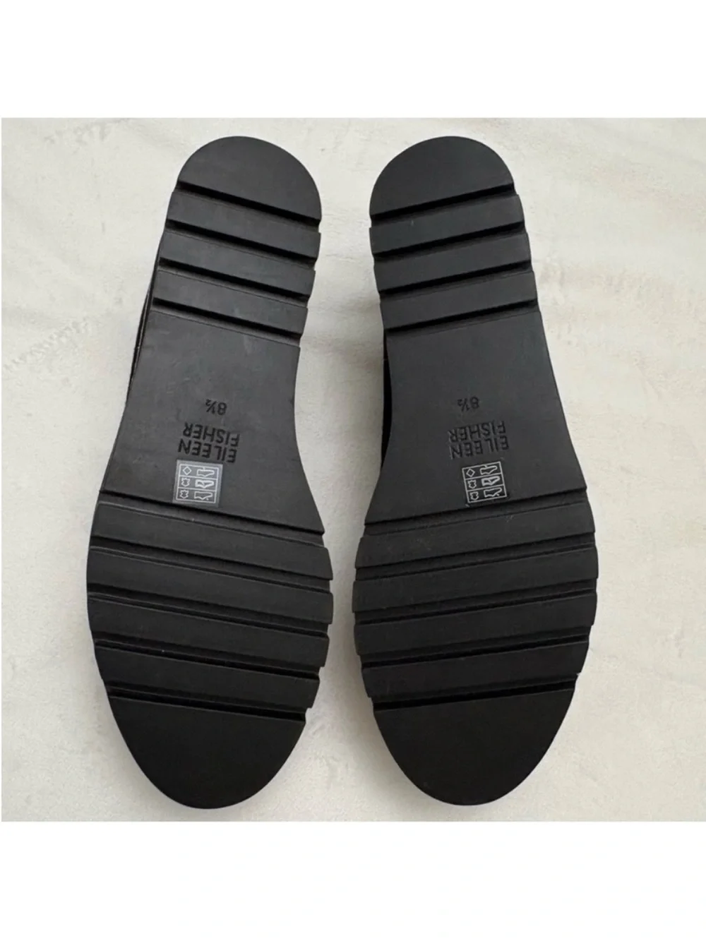 Eileen Fisher Ells Black Suede Platform Loafers - Women's Slip-On Comfort Sz 8.5
